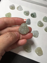 Load image into Gallery viewer, 100% Natural type A icy watery light green white small happy Buddha (拇指佛) jadeite Jade pendant group F131
