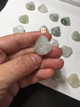 Load image into Gallery viewer, 100% Natural type A icy watery light green white small happy Buddha (拇指佛) jadeite Jade pendant group F131
