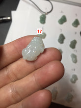 Load image into Gallery viewer, 100% natural type A icy watery jadeite jade green/white 3D PiXiu(貔貅) pendant necklace F160
