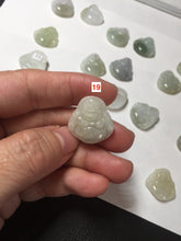 Load image into Gallery viewer, 100% Natural type A icy watery light green white small happy Buddha (拇指佛) jadeite Jade pendant group F131
