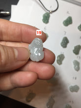 Load image into Gallery viewer, 100% natural type A icy watery jadeite jade green/white 3D PiXiu(貔貅) pendant necklace F160
