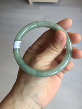 Load image into Gallery viewer, 57mm Certified type A 100% Natural  light green gray round cut Jadeite bangle PD39-9585

