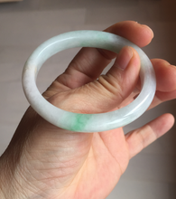 Load image into Gallery viewer, 51mm Certified Type A 100% Natural sunny green white Jadeite Jade oval bangle D161-5352
