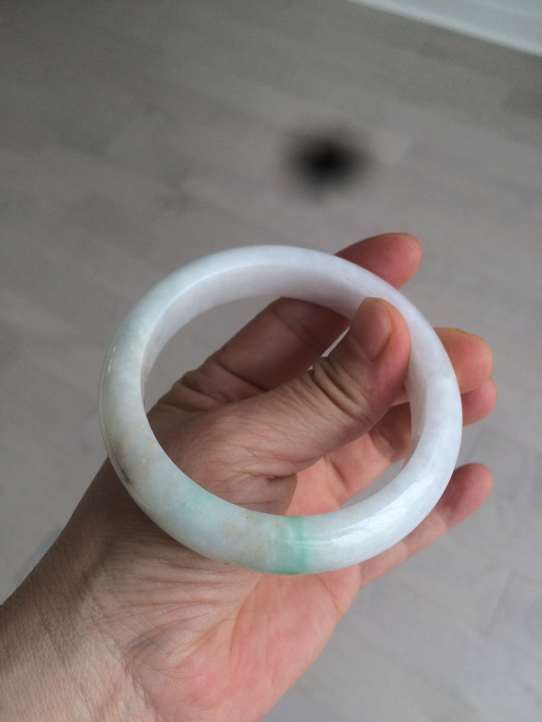 57.6mm certified type A 100% Natural sunny green jadeite jade bangle AY52-1481