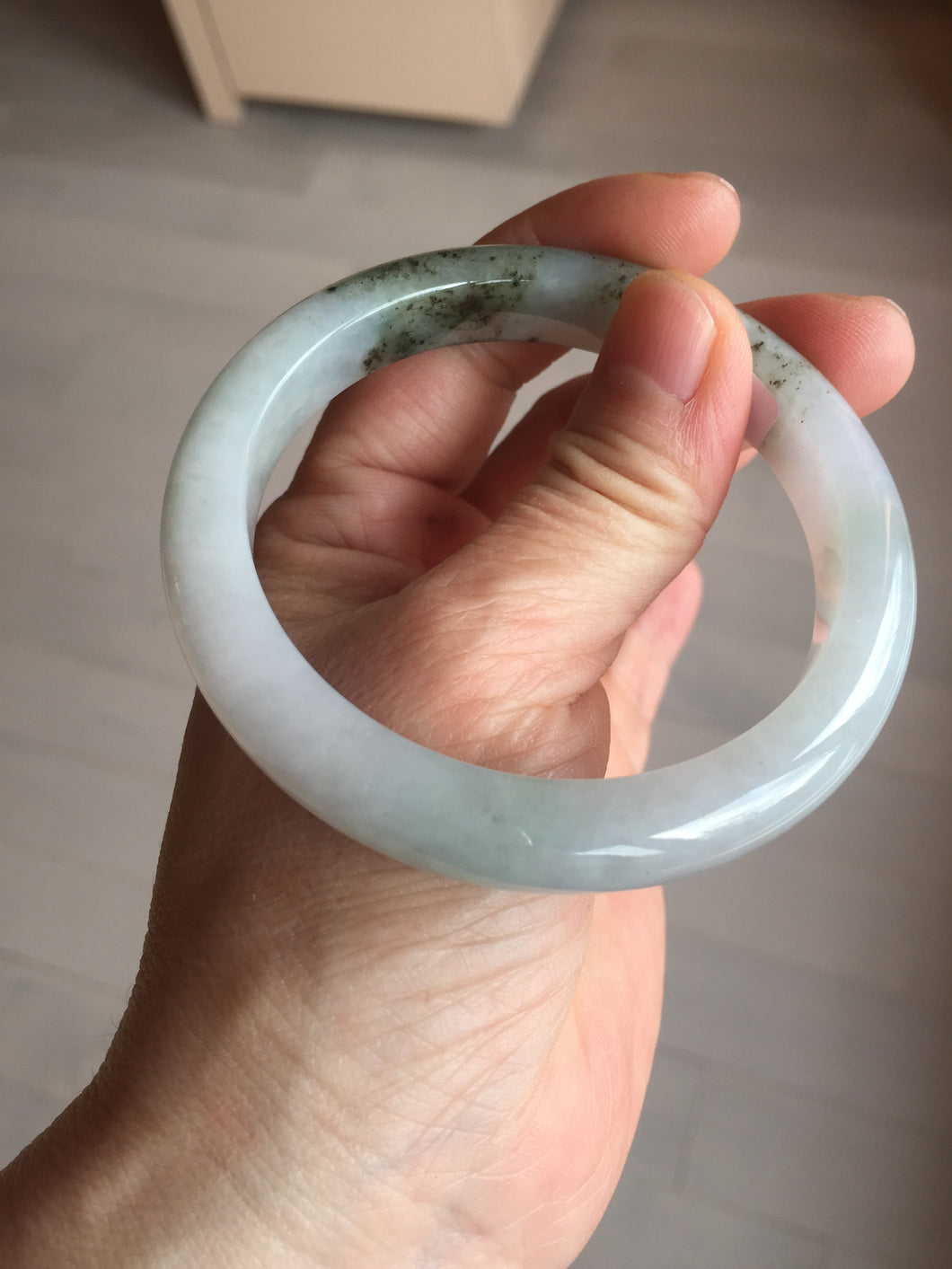 57.5mm Certified Type A 100% Natural icy watery white purple black brown Jadeite Jade bangle BL58-7034