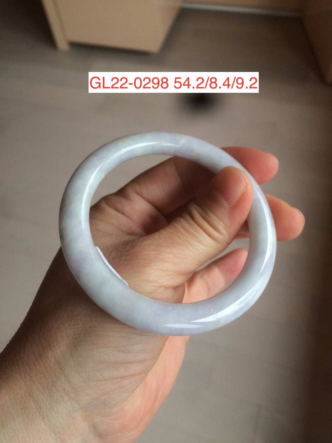 52-54mm certified 100% natural Type A light green/white/purple round cut jadeite jade bangle group GL22