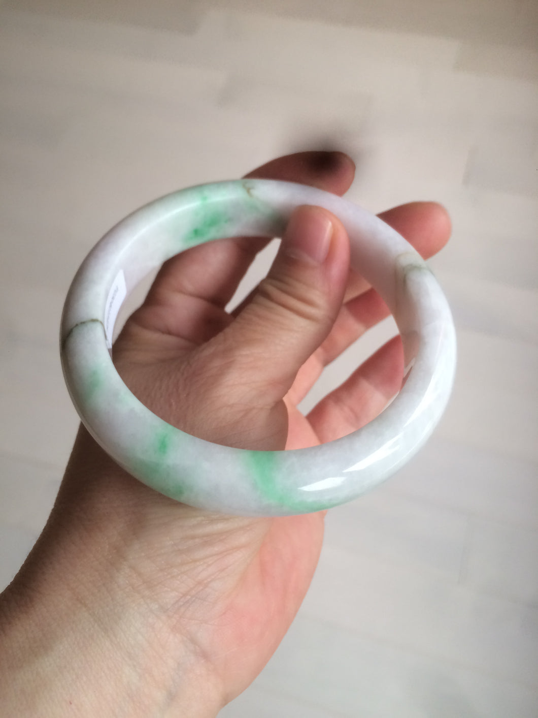 61.8 mm certified type A 100% Natural sunny green/purple/white Jadeite Jade bangle AX103-5428