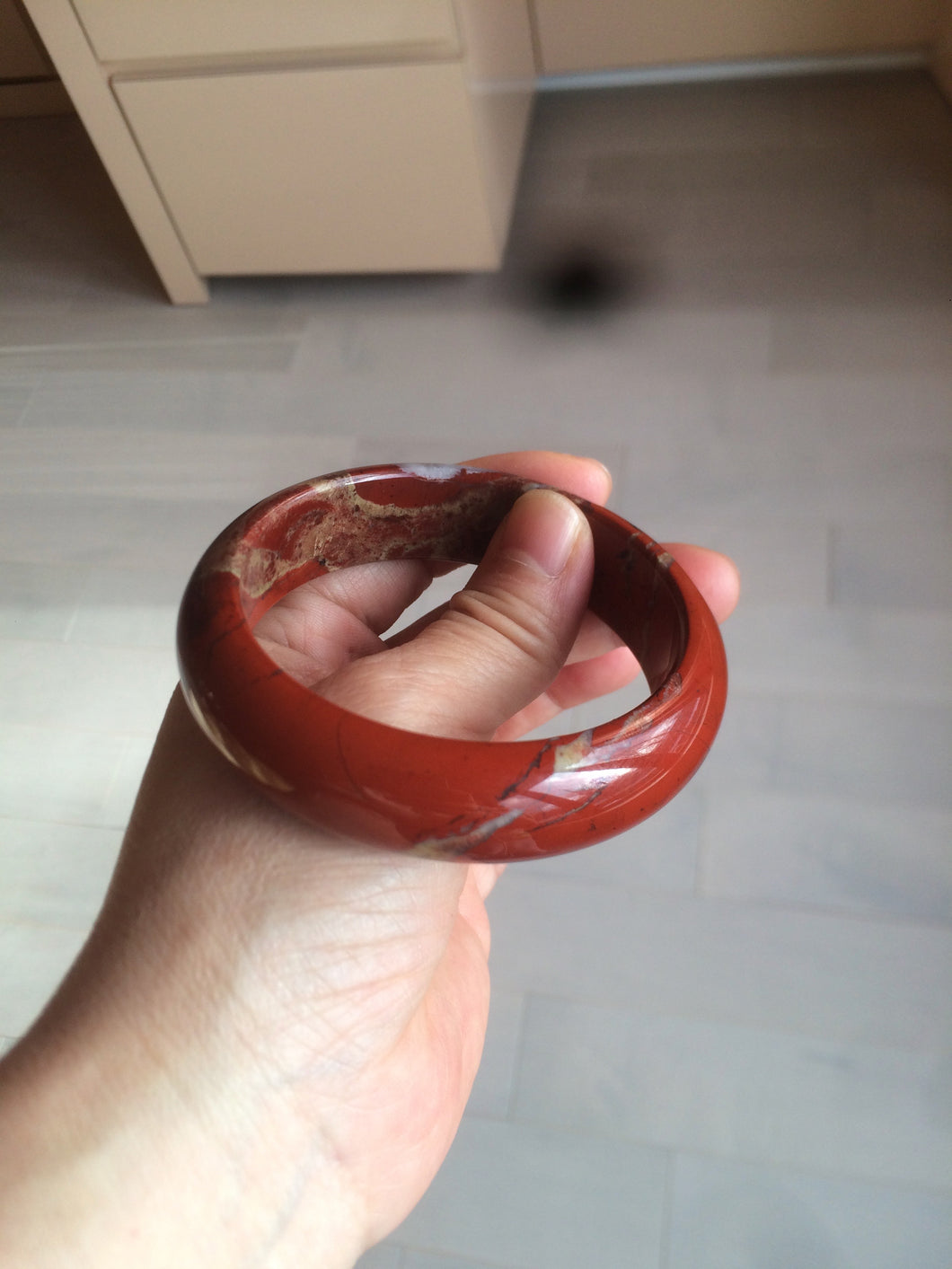 58.5mm 100% natural red jasper stone(红碧玉) bangle SY49