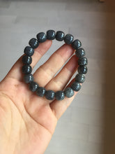 Load image into Gallery viewer, 10x8mm 100% Natural black (青花) vintage style nephrite Jade bead bracelet HN5
