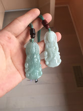 Load image into Gallery viewer, 100% natural white grade A light green white jadeite jade Guanyin pendants AU20-1
