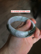 Load image into Gallery viewer, 52-58mm certified type A 100% Natural dark green/white/purple Jadeite Jade bangle group U7
