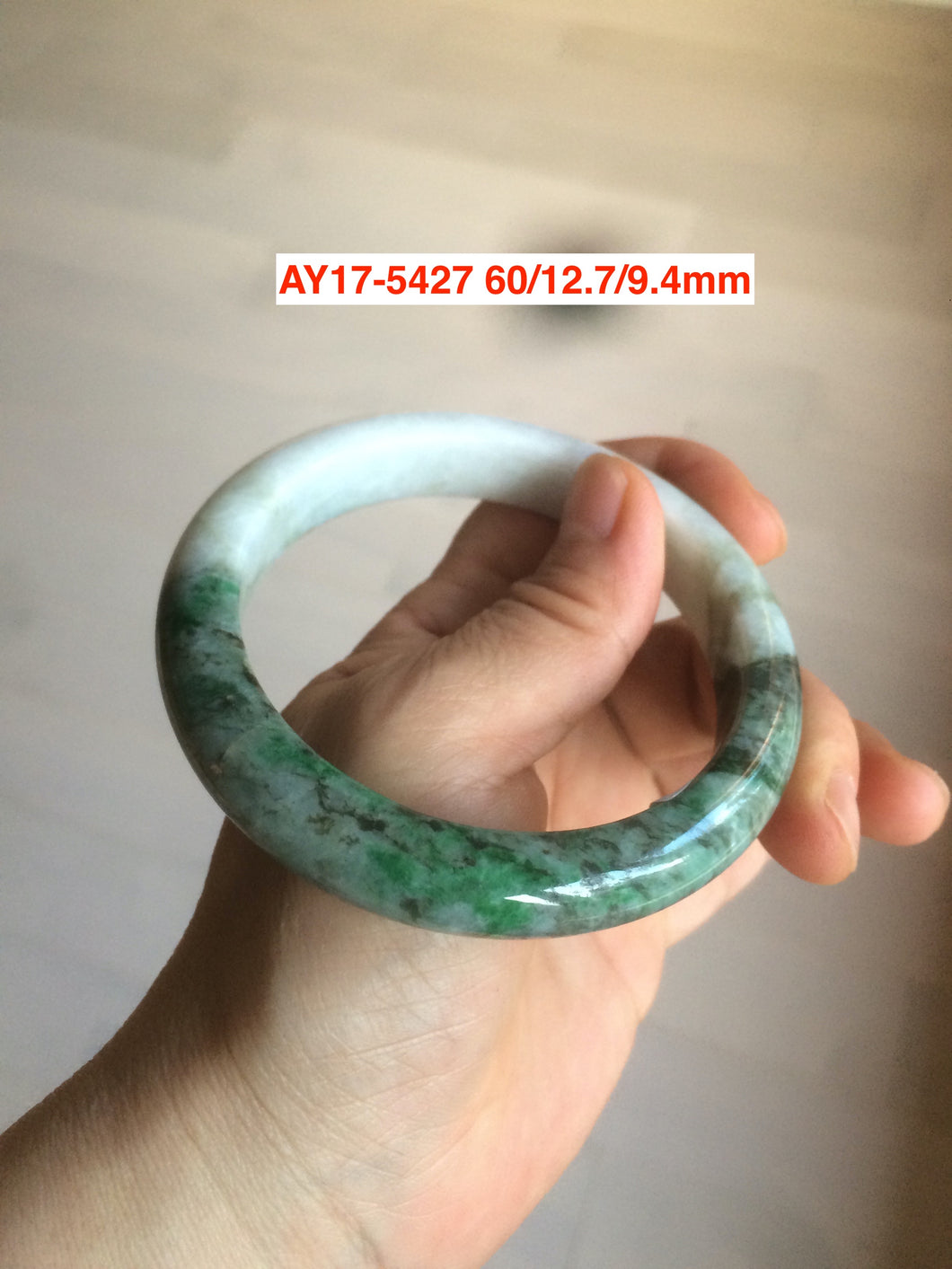 54-62mm certified Type A 100% Natural light green white Jadeite Jade bangle GL7