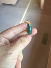 Load image into Gallery viewer, 100% Natural type A icy watery dark green/black/gary Jadeite Jade belssed melon pendant PC124-4
