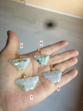 Load image into Gallery viewer, 100% Natural icy watery light green/white 3D Jadeite Jade butterfly pendant AF16
