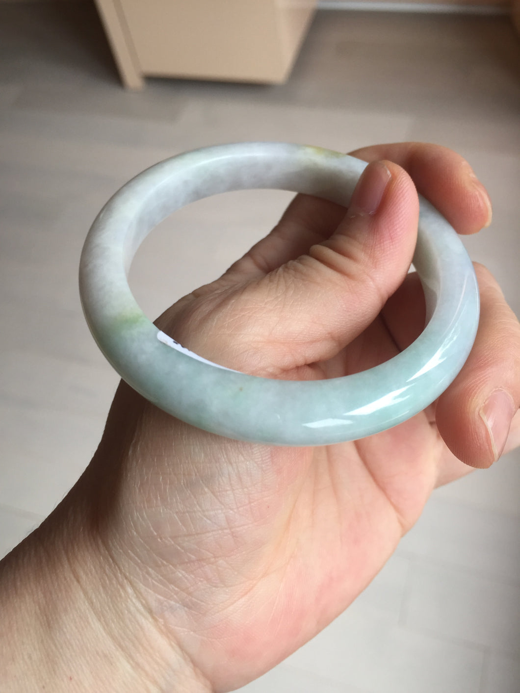 56.5mm certified 100% natural type A white/light green white purple jadeite jade bangle AH104-0524