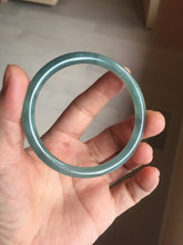 Load image into Gallery viewer, 55.5mm Certified Type A 100% Natural light green/blue/gray Guatemala slim round cut Jadeite bangle PD67-1481
