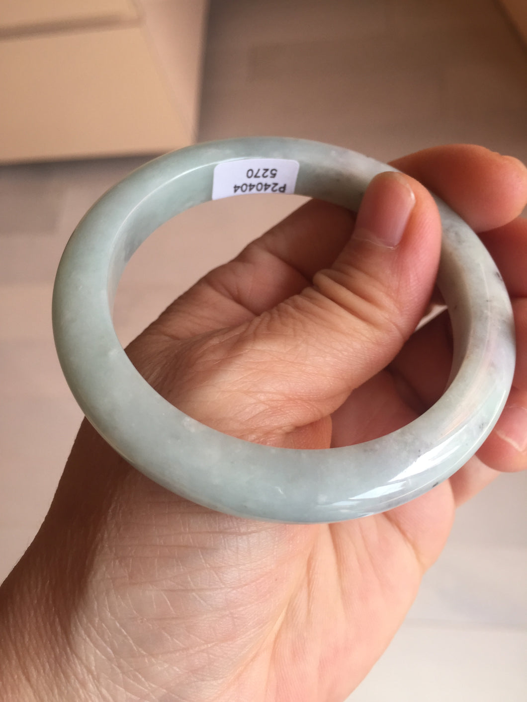 55.3mm certified Type A 100% Natural dark green/white/black(WuJi) Jadeite Jade bangle D144-5270