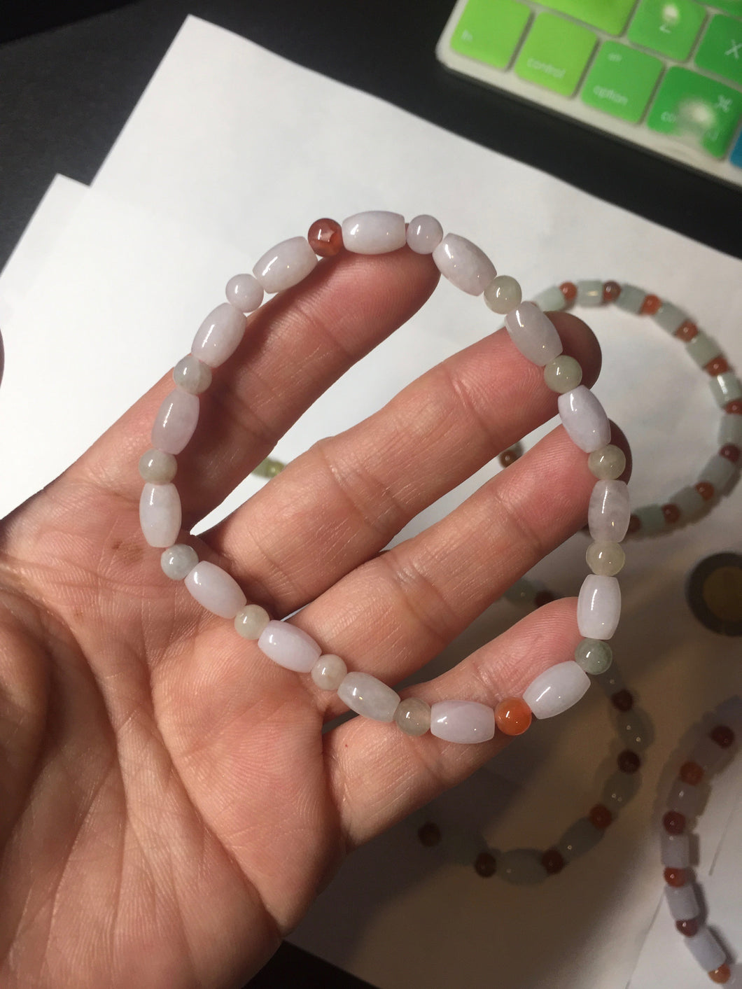 100% natural type A icy watery light purple/green/white jadeite jade bead bracelet BK109