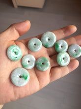 Load image into Gallery viewer, 19.3-22.4mm Type A 100% Natural sunny green/purple/gray Jadeite Jade Safety Guardian Button donuts Pendant group BL147
