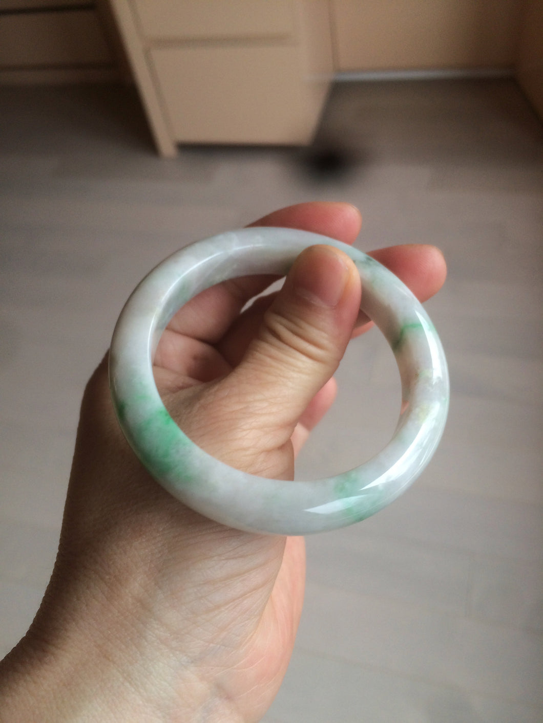 53.5mm Certified Type A 100% Natural sunny green Jadeite Jade bangle AZ130-4125