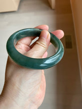 Load image into Gallery viewer, 55mm 100% Natural icy watery blue/black/gray Xiu Jade (Serpentine) bangle SY55
