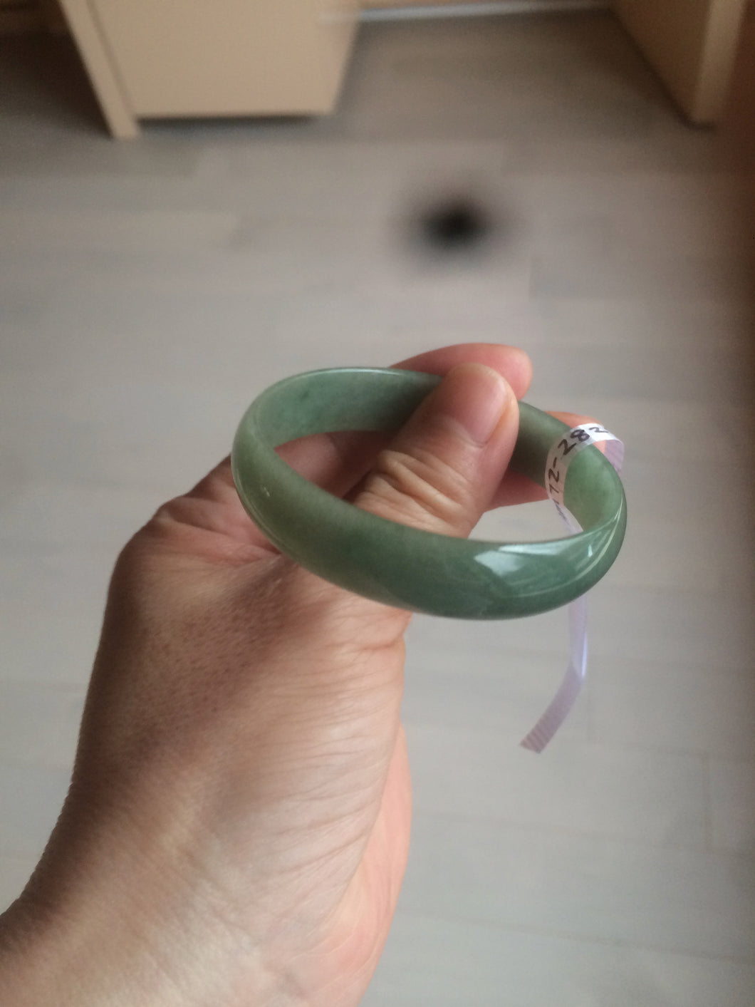 51.6mm certified Type A 100% Natural oily dark green  thin style Jadeite jade bangle AM72-2823