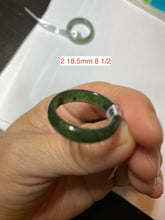 Load image into Gallery viewer, 8 1/2 100% natural type A dark green/gray (冰油青) jadeite jade band ring AZ97
