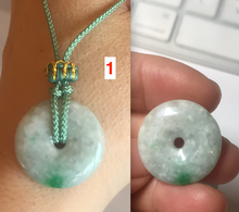 Load image into Gallery viewer, 19.3-22.4mm Type A 100% Natural sunny green/purple/gray Jadeite Jade Safety Guardian Button donuts Pendant group BL147
