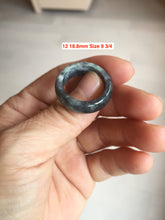 Load image into Gallery viewer, Size 7-10 100% natural type A black white green (Wuji 乌鸡翡翠)  jadeite jade band ring AM4 (add on item!)
