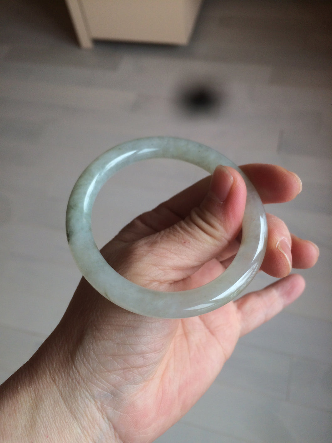 54mm certified 100% natural type A icy watery light yellow/brown round cut jadeite jade bangle AK74-6619