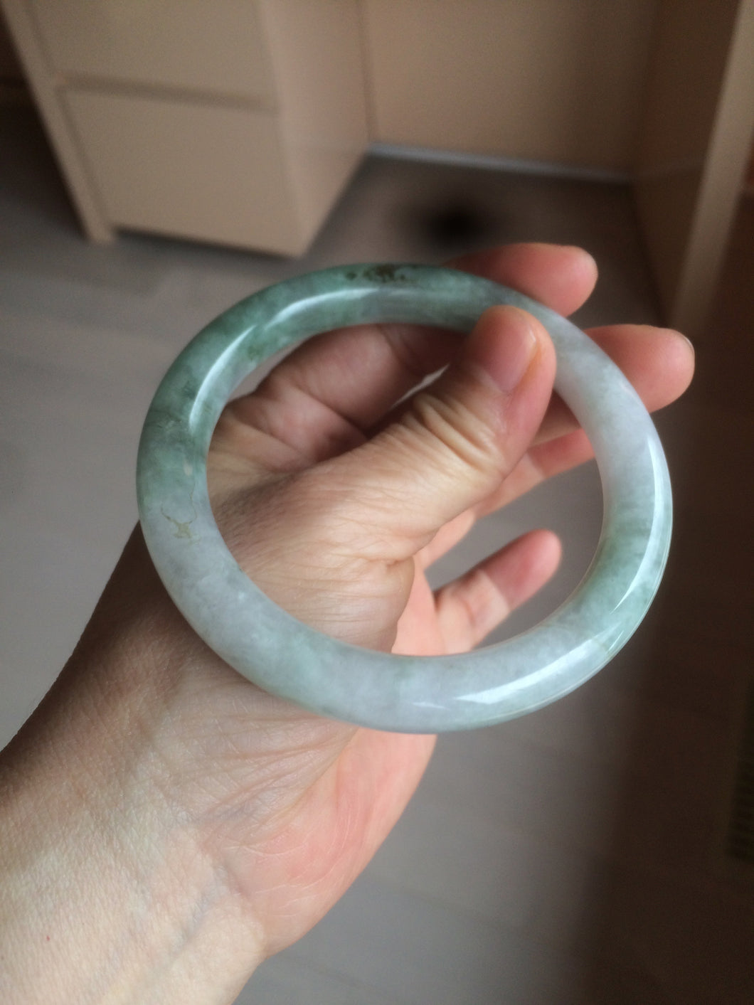 59.4mm Certified Type A 100% Natural green round cut Jadeite Jade bangle AZ126-2806