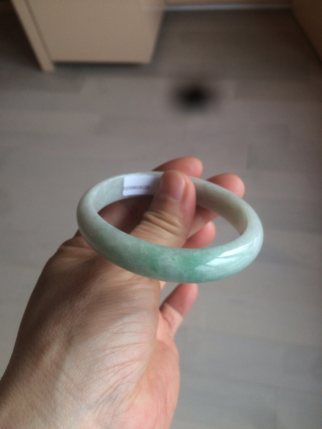 51.5mm certified 100% natural Type A sunny green/white oval jadeite jade bangle BH57-6125
