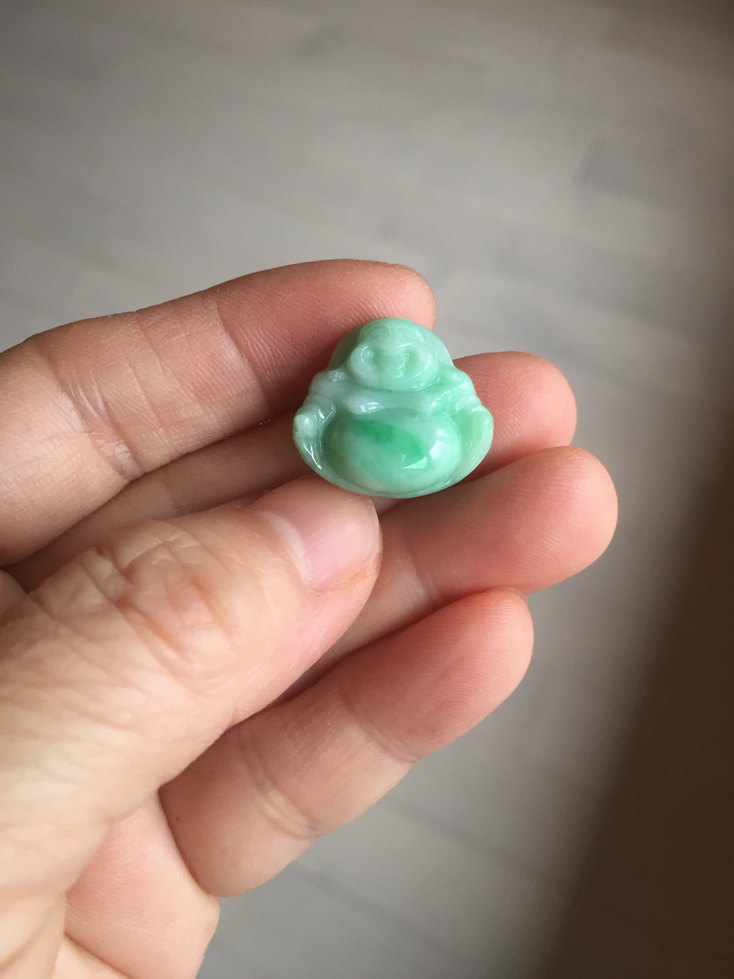 Certified 100% Natural type A sunny green happy Buddha jadeite Jade pendant PB68-5104