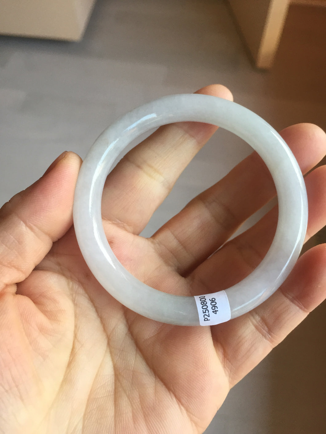 51.6mm Certified Type A 100% Natural light green/purple/white round cut Jadeite bangle PD106-4906