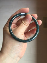 Load image into Gallery viewer, 55.5mm Certified Type A 100% Natural dark green/blue/gray Guatemala slim round cut Jadeite bangle PA145-8842

