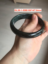 Load image into Gallery viewer, 60mm certified Type A 100% Natural dark green/black(墨翠) Jadeite Jade bangle group with defects GL39
