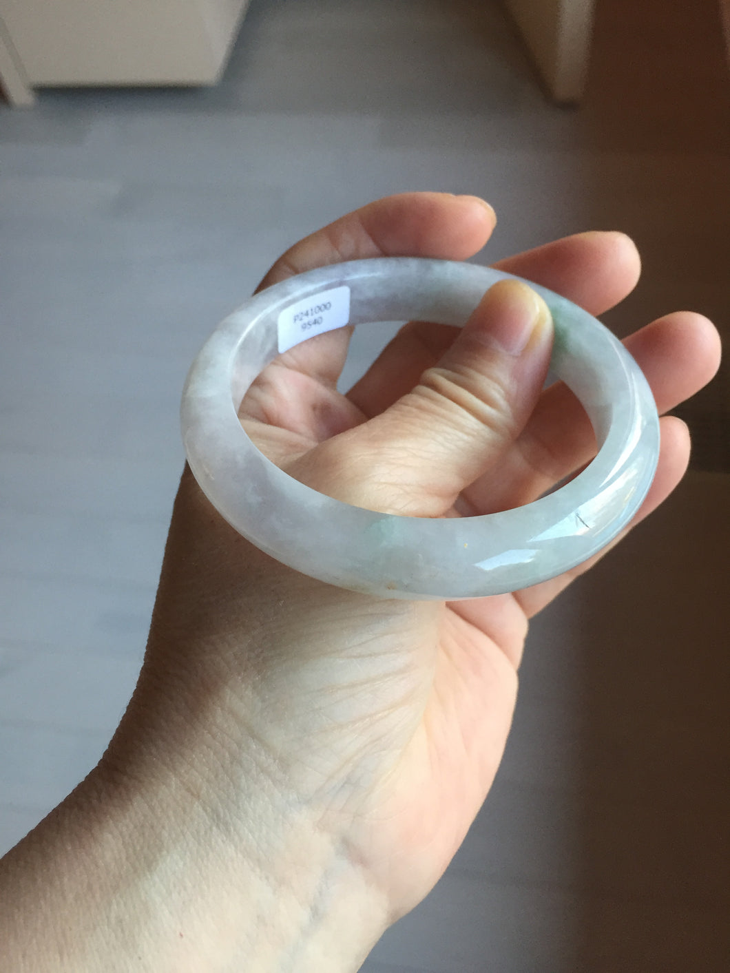 58.7mm Certified Type A 100% Natural icy watery green/purple chubby Jadeite Jade bangle BP222-9540