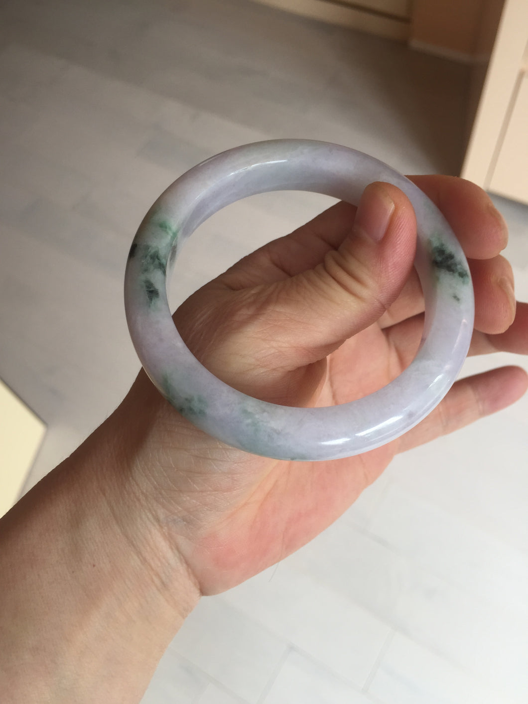 58mm certified 100% natural type A light green/purple/yellow(FU LU SHOU)  jadeite jade bangle BN84-8722