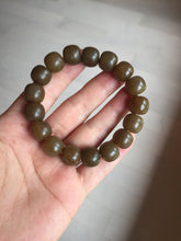 Load image into Gallery viewer, 100% Natural 12x11mm dark sugar brown black vintage style nephrite Hetian Jade bead bracelet HF82
