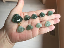 Load image into Gallery viewer, 100% Natural type A ict watery dark green(老油青) happy Buddha jadeite pendant 178
