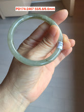 Load image into Gallery viewer, 55mm Type A 100% Natural dark green/gray/black(淡油青) slim round cut Jadeite Jade bangle with defects GL53
