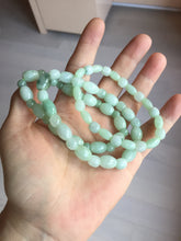 Load image into Gallery viewer, 100% natural type A icy watery light green olive shape(LU LU TONG) beads jadeite jade bracelet group BP147
