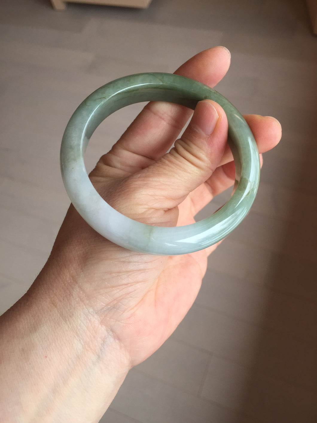 57.4mm certified Type A 100% Natural dark green gray black white with floating seaweed Jadeite Jade bangle BS25-7689