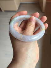Load image into Gallery viewer, 58.5mm Certified 100% Natural type A icy watery green/light purple carved and golden-painted Jadeite Jade bangle PC72-(0855)
