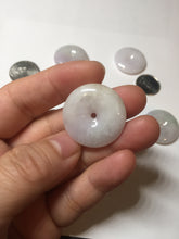 Load image into Gallery viewer, 23-26mm Type A 100% Natural light purple green yellow white Jadeite Jade Safety Guardian Button donuts Pendant group BP65
