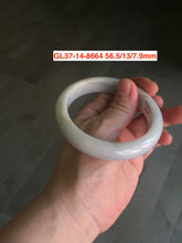 Load image into Gallery viewer, Sale! Type A 100% Natural light green/white chubby Jadeite Jade bangle with defects group GL37
