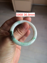 Load image into Gallery viewer, 35-38mm Type A 100% Natural sunny green/white Jadeite Jade kids bangle /scarf button group BF100
