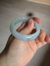 Load image into Gallery viewer, 49mm Certified Type A 100% Natural light green white oval Jadeite Jade bangle AX56-0365
