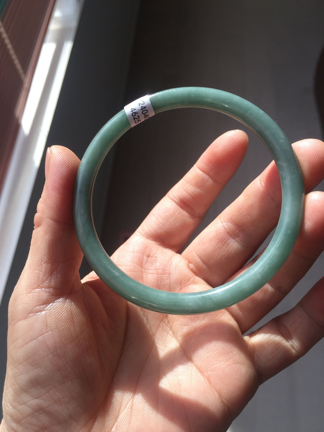 59mm Certified Type A 100% Natural light green/blue/brown slim round cut Guatemala Jadeite bangle BS53-4625