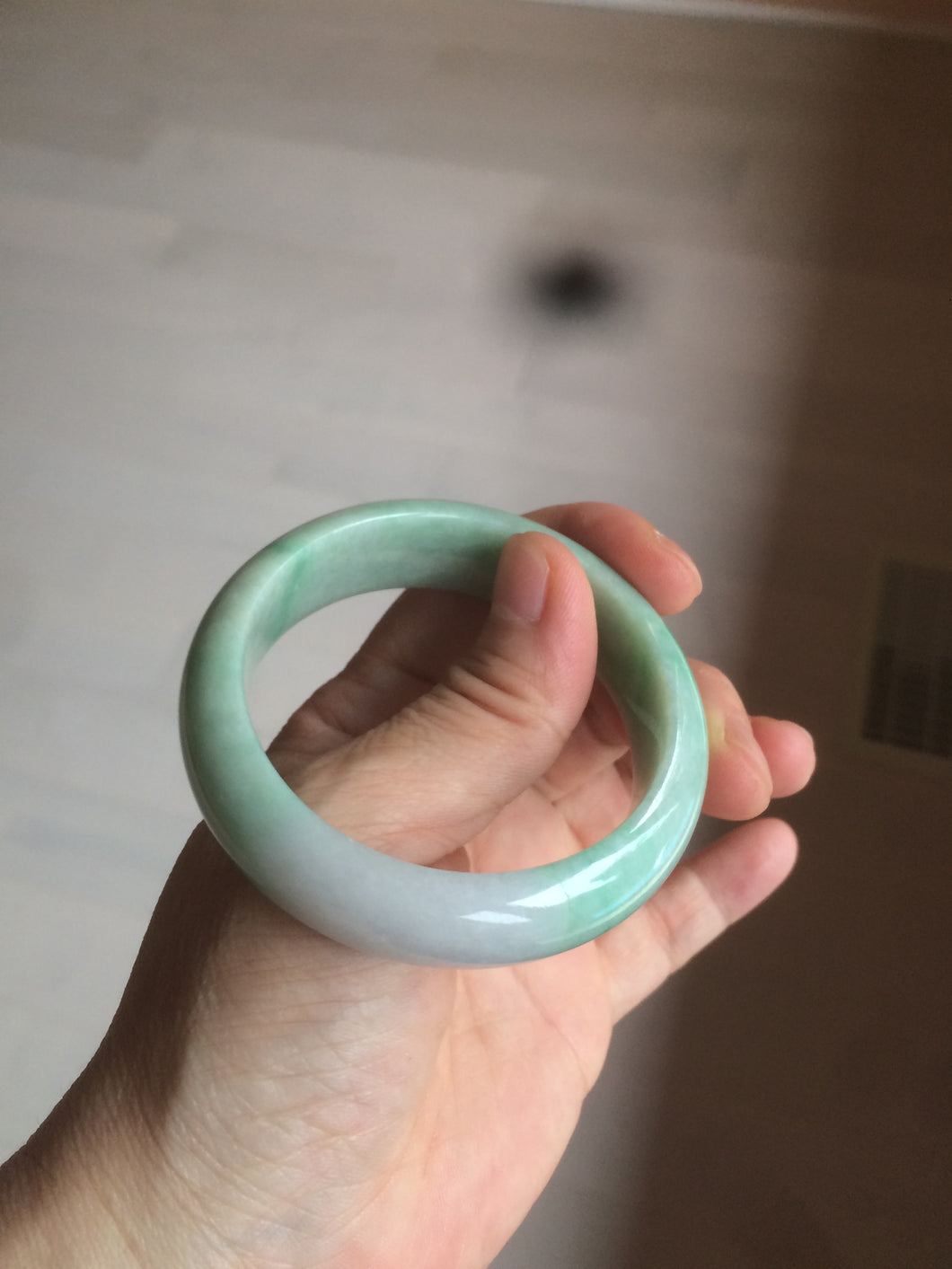 50mm Certified Type A 100% Natural sunny green/purple tropical beach Jadeite Jade bangle D109-7738